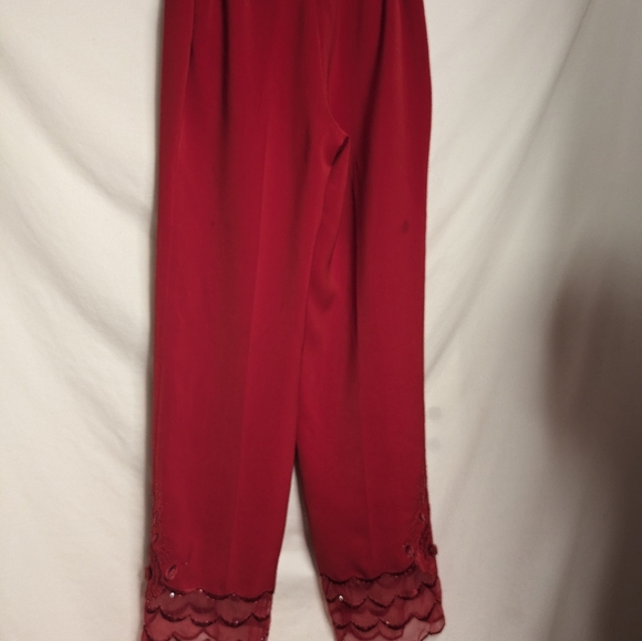 Nubiano New York Red Beaded  3 Piece Set Jacket Skirt Pants Evening Dressy - Picture 8 of 12